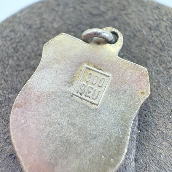 VTG 800 Silver Wiesbaden Blue White Yellow Enamel Shield Charm Size 0.75" Length - Picture 3 of 7